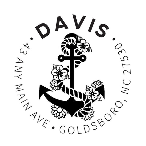 Anchor Rope Knot Flowers Nautical Address Personalized Custom Return Address Rubber Stamp or Self Inking Stamp Beach