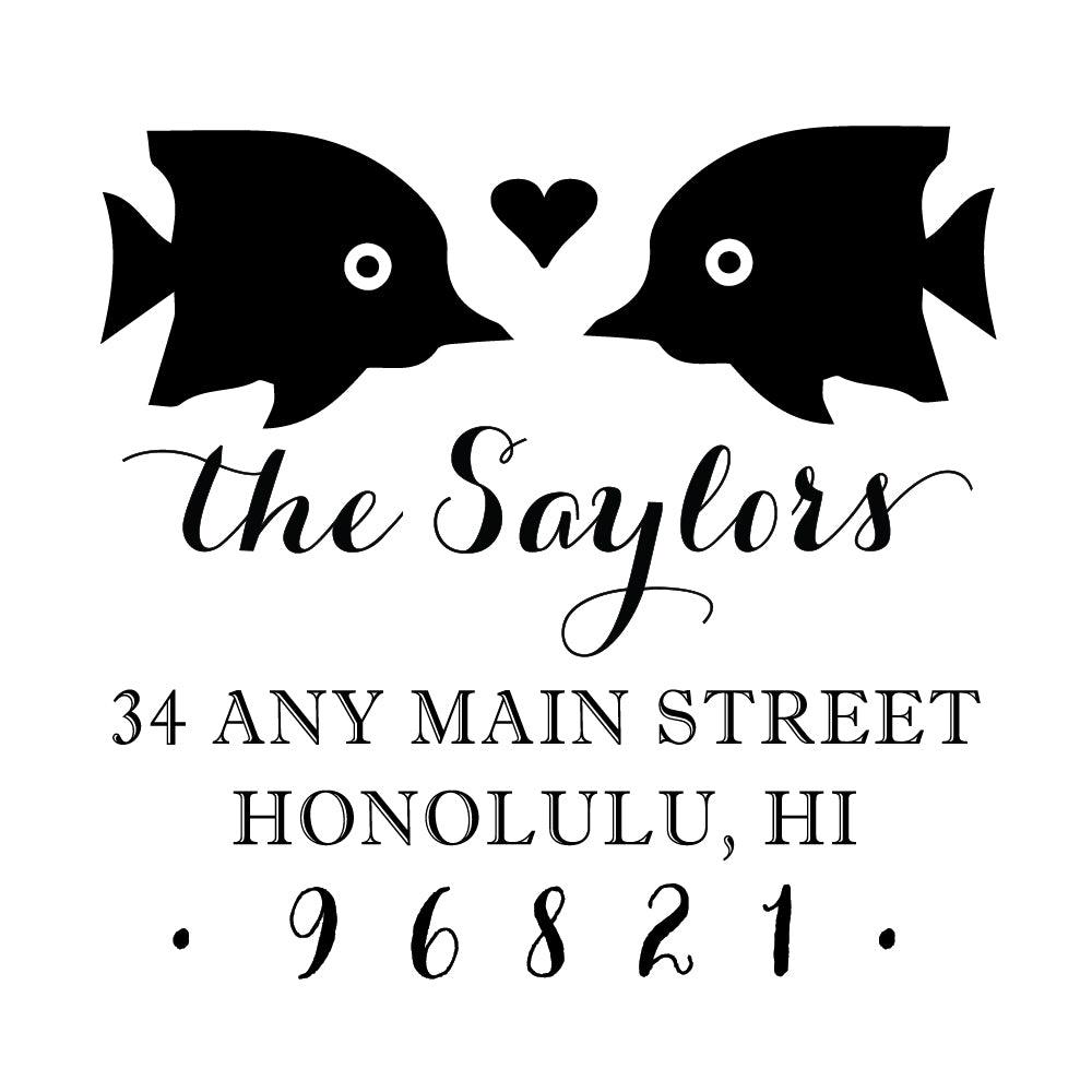 Tropical Fish Nautical Address Personalized Custom Return Address Rubber Stamp or Self Inking Stamp - Britt Lauren Stamps