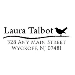 Bird Standing Personalized Script Custom Return Address Rubber or Self Inking Stamp Rustic Nature - Britt Lauren Stamps