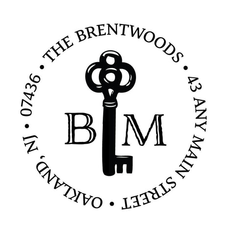 Key Monogram Address Personalized Custom Return Address Rubber Stamp or Self Inking Stamp Home Sweet Home