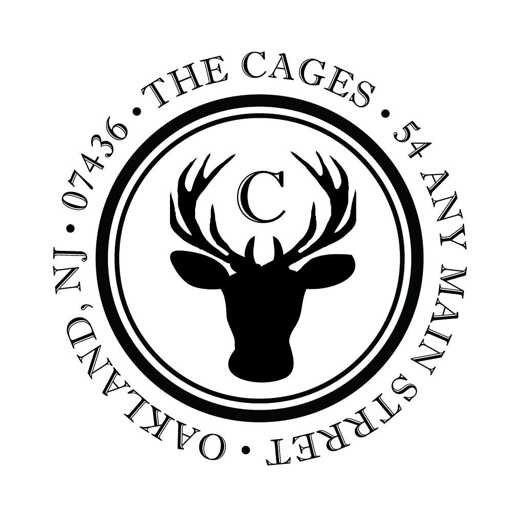 Deer Head Address Personalized Custom Return Address Rubber Stamp or Self Inking Stamp Rustic - Britt Lauren Stamps