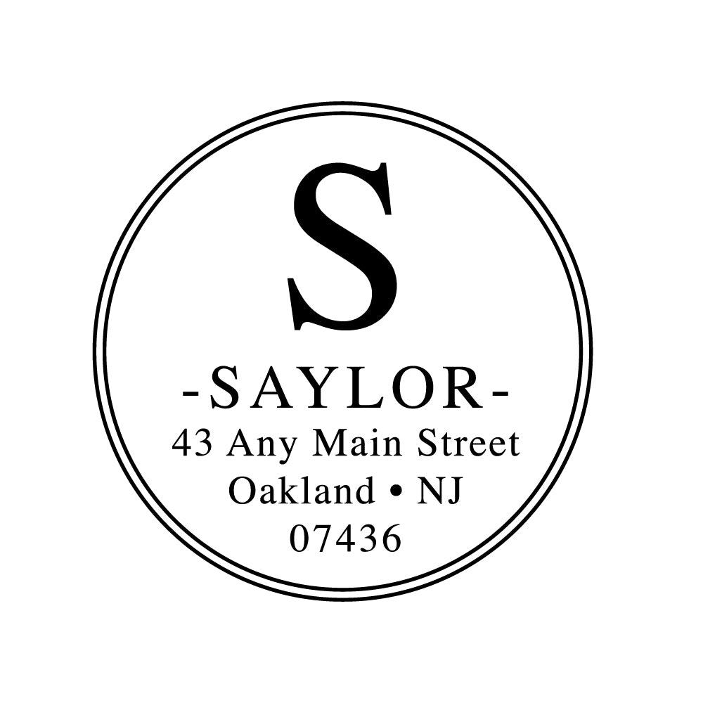 Double Circle Monogram Address Personalized Custom Return Address Rubber Stamp or Self Inking Stamp - Britt Lauren Stamps