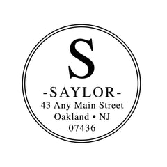 Double Circle Monogram Address Personalized Custom Return Address Rubber Stamp or Self Inking Stamp - Britt Lauren Stamps