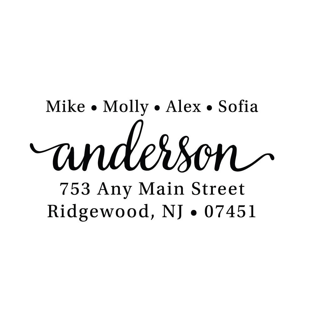 Family Names Anderson Personalized Script Custom Return Address Rubber Sor Self Inking Stamp - Britt Lauren Stamps