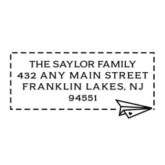 Paper Airplane Dash Heart Address Personalized Custom Return Address Rubber Stamp or Self Inking Stamp - Britt Lauren Stamps