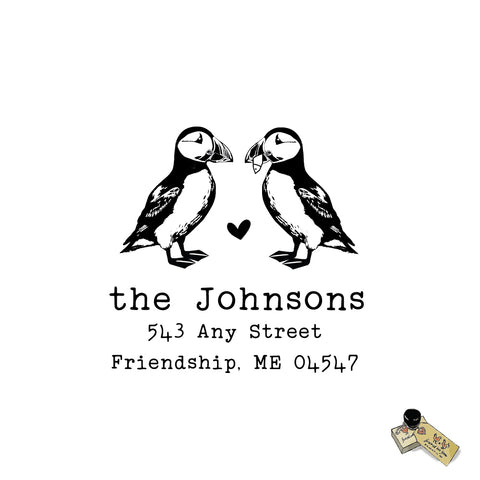 Puffin Seabird Stamp, Personalized Custom Return Address Rubber Stamp or Self Inking