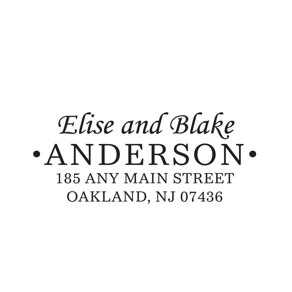 Elise and Blake Personalized Script Custom Return Address Rubber or Self Inking Stamp - Britt Lauren Stamps