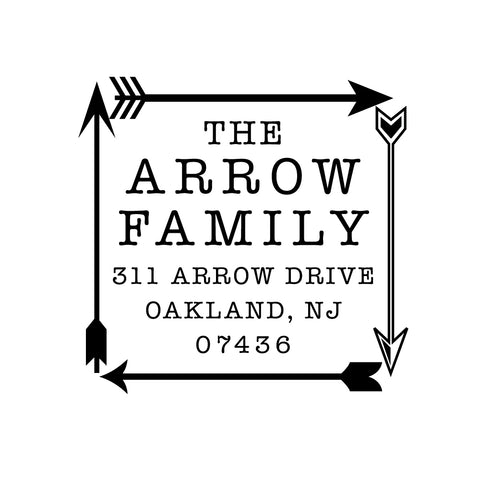 Arrow Square Address Personalized Custom Return Address Rubber Stamp or Self Inking Stamp