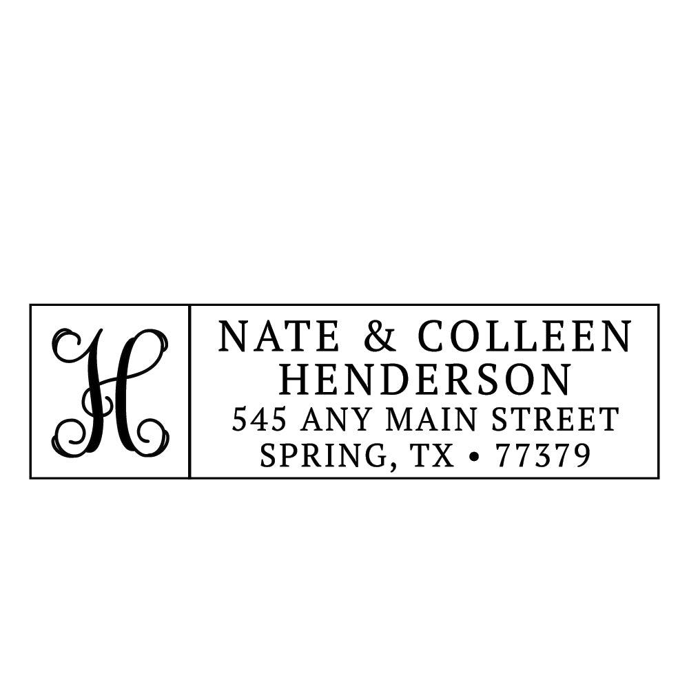 Monogram Nate And Colleen Rustic Personalized Script Custom Return Address Rubber Sor Self Inking Stamp - Britt Lauren Stamps