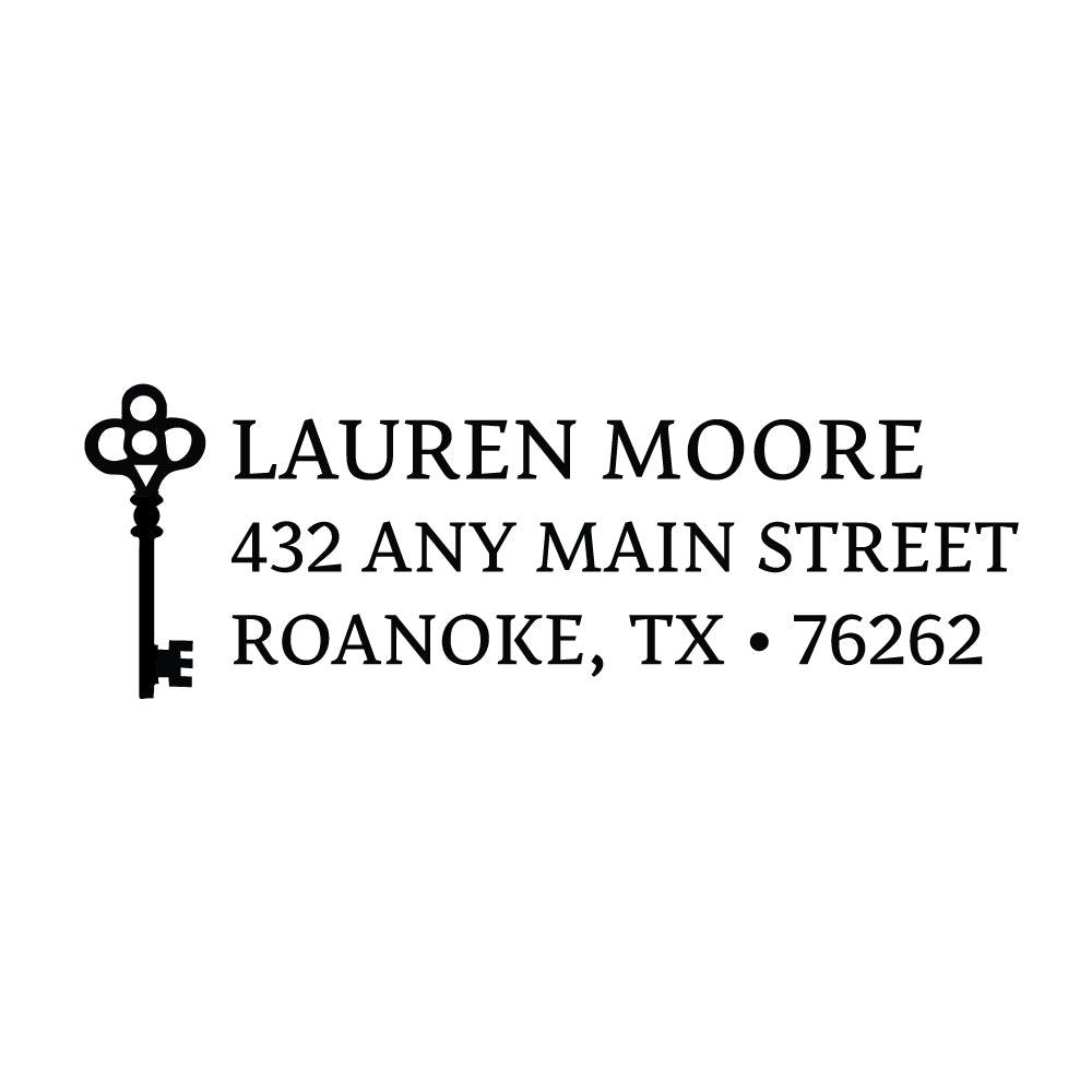 Key Personalized Script Custom Return Address Rubber Stamp or Self Inking Stamp - Britt Lauren Stamps