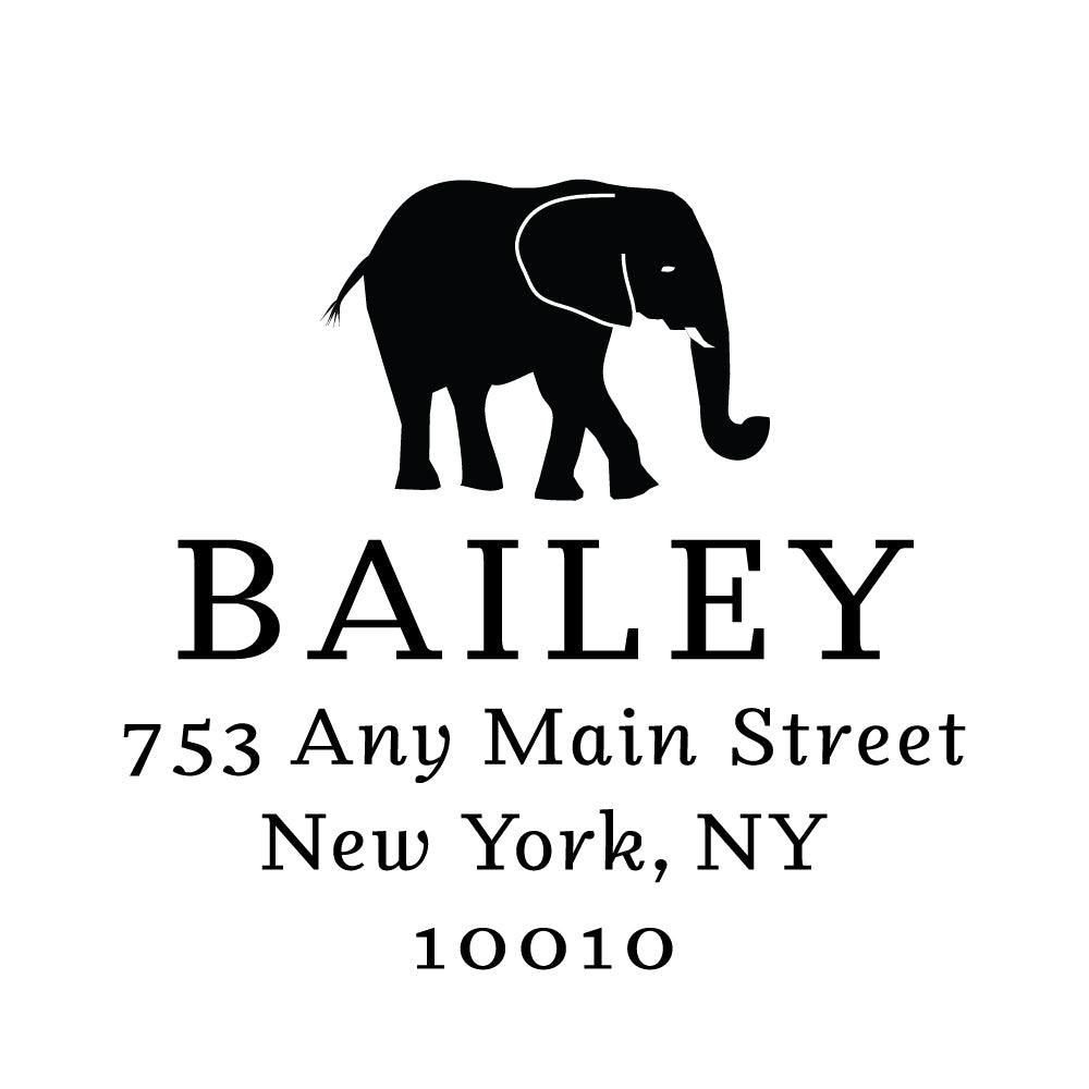 Elephant Address Personalized Custom Return Address Rubber or Self Inking Stamp Animal - Britt Lauren Stamps