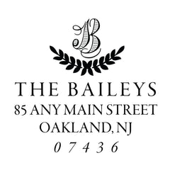 Monogram Wreath Garden Address Personalized Custom Return Address Rubber Stamp or Self Inking Stamp - Britt Lauren Stamps