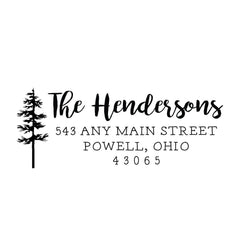 Tall Pine Tree Personalized Script Custom Return Address Rubber or Self Inking Stamp - Britt Lauren Stamps