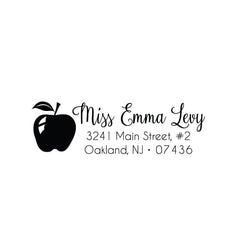 Teacher Apple Personalized Script Custom Return Address Rubber or Self Inking Stamp - Britt Lauren Stamps