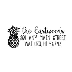 Tropical Pineapple Heart Personalized Script Custom Return Address Rubber Sor Self Inking Stamp