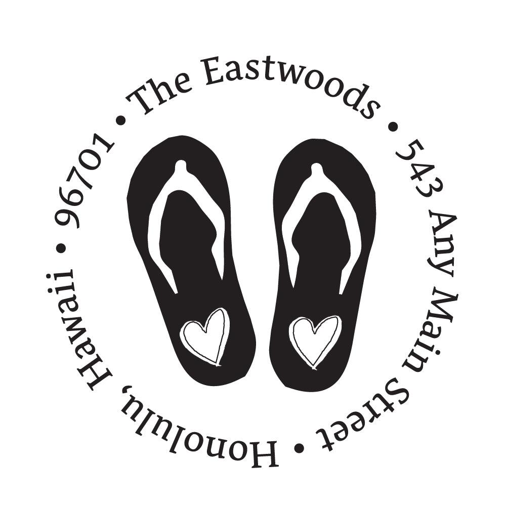 Flip Flop Heart Beach Address Personalized Custom Return Address Rubber Stamp or Self Inking Stamp - Britt Lauren Stamps