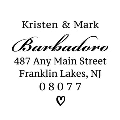 Heart Classic Script Address Personalized Custom Return Address Rubber or Self Inking Stamp