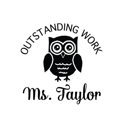 Owl Teacher Grading Homework Personalized Custom Rubber or Self Inking Stamp
