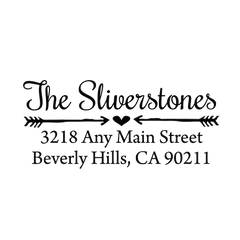 Arrow Heart Personalized Script Custom Return Address Rubber or Self Inking Stamp - Britt Lauren Stamps