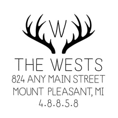 Antler Monogram Address Personalized Custom Return Address Rubber Stamp or Self Inking Stamp - Britt Lauren Stamps