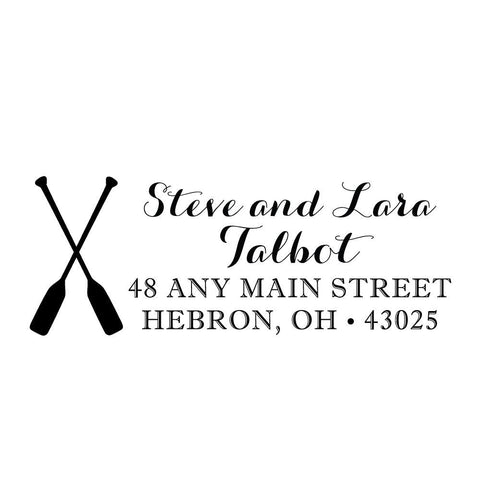 Oar Paddles Personalized Custom Return Address Rubber or Self Inking Stamp Coastal Beach Ocean
