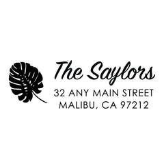 Tropical Leaf Personalized Custom Return Address Rubber or Self Inking Stamp Coastal Beach Paradise - Britt Lauren Stamps