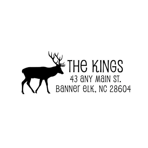 Elk Stamp | Retun Address Personalized Custom | Rubber or Self Inking Christmas Holiday Gift