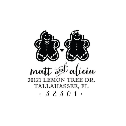 Gingerbread Cookie Stamp | Retun Address Personalized Custom | Rubber or Self Inking Christmas Holiday Baking
