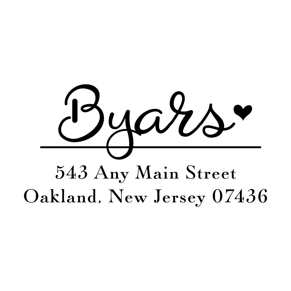 Full Of Heart Personalized Script Custom Return Address Rubber or Self Inking Stamp - Britt Lauren Stamps