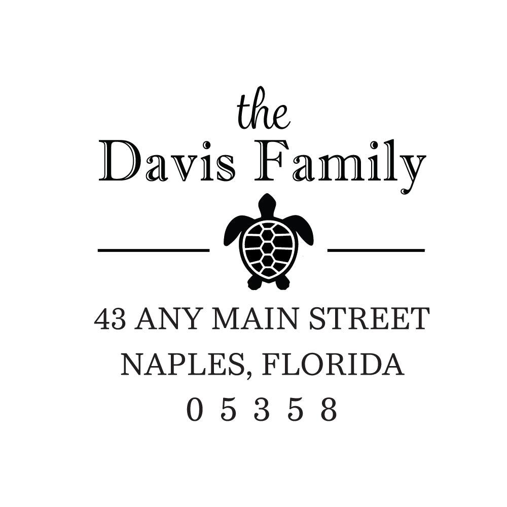 Sea Turtle Address Personalized Custom Return Address Rubber or Self Inking Stamp Ocean Beach - Britt Lauren Stamps