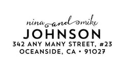 Nina Script Personalized Custom Return Address Rubber or Self Inking Stamp - Britt Lauren Stamps