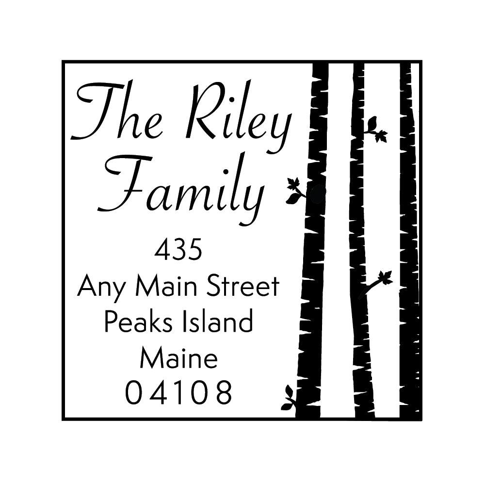 Tree Birch Address Personalized Custom Return Address Rubber or Self Inking Stamp - Britt Lauren Stamps