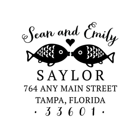 Fish Nautical Address Personalized Custom Return Address Rubber Stamp or Self Inking Stamp