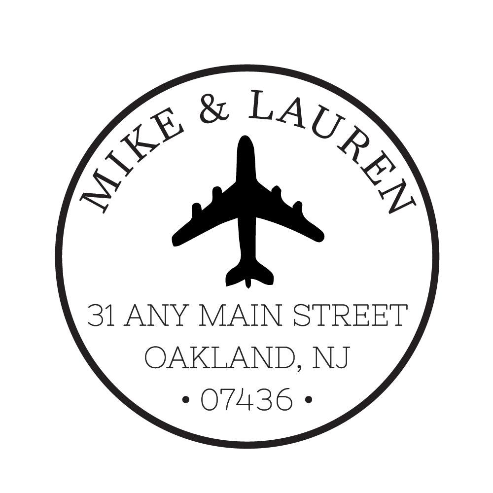 Airplane Pilot Personalized Custom Return Address Rubber Stamp or Self Inking Stamp Pilot - Britt Lauren Stamps