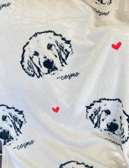 Custom Pet Portrait Blanket – Personalized Minky Fleece