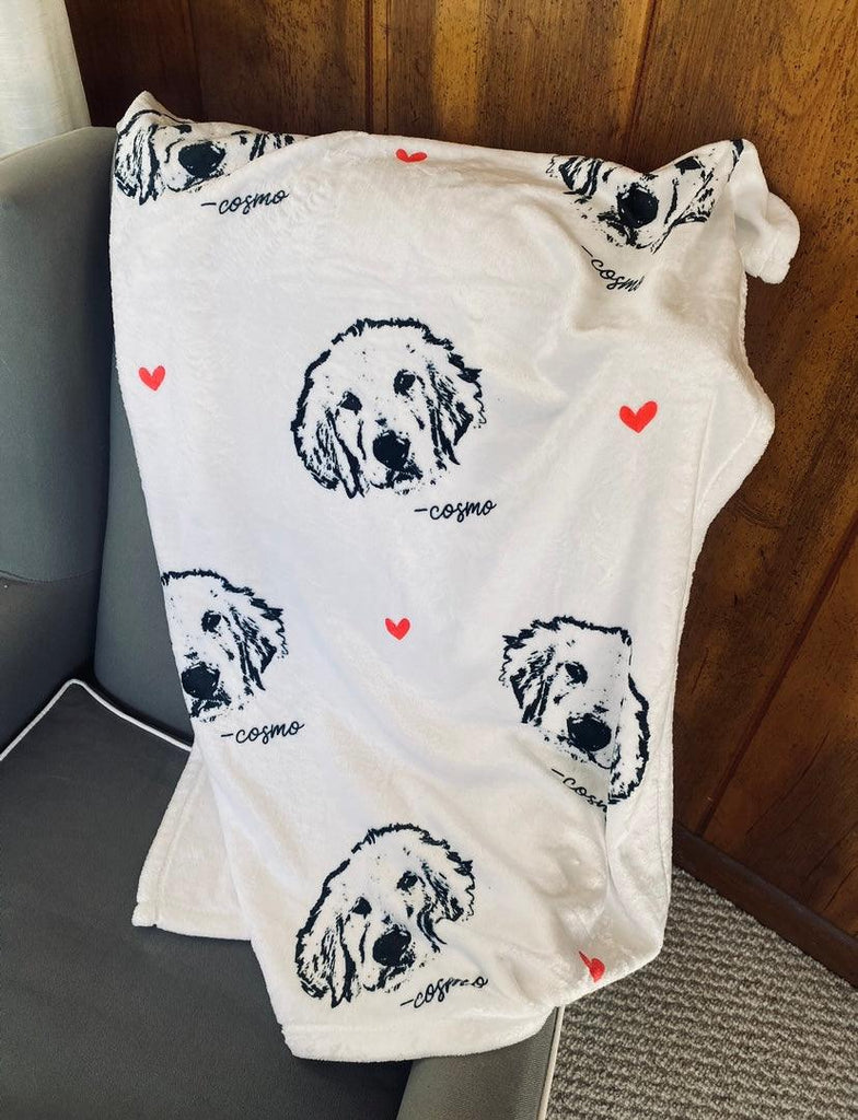 Custom Pet Portrait Blanket – Personalized Minky Fleece