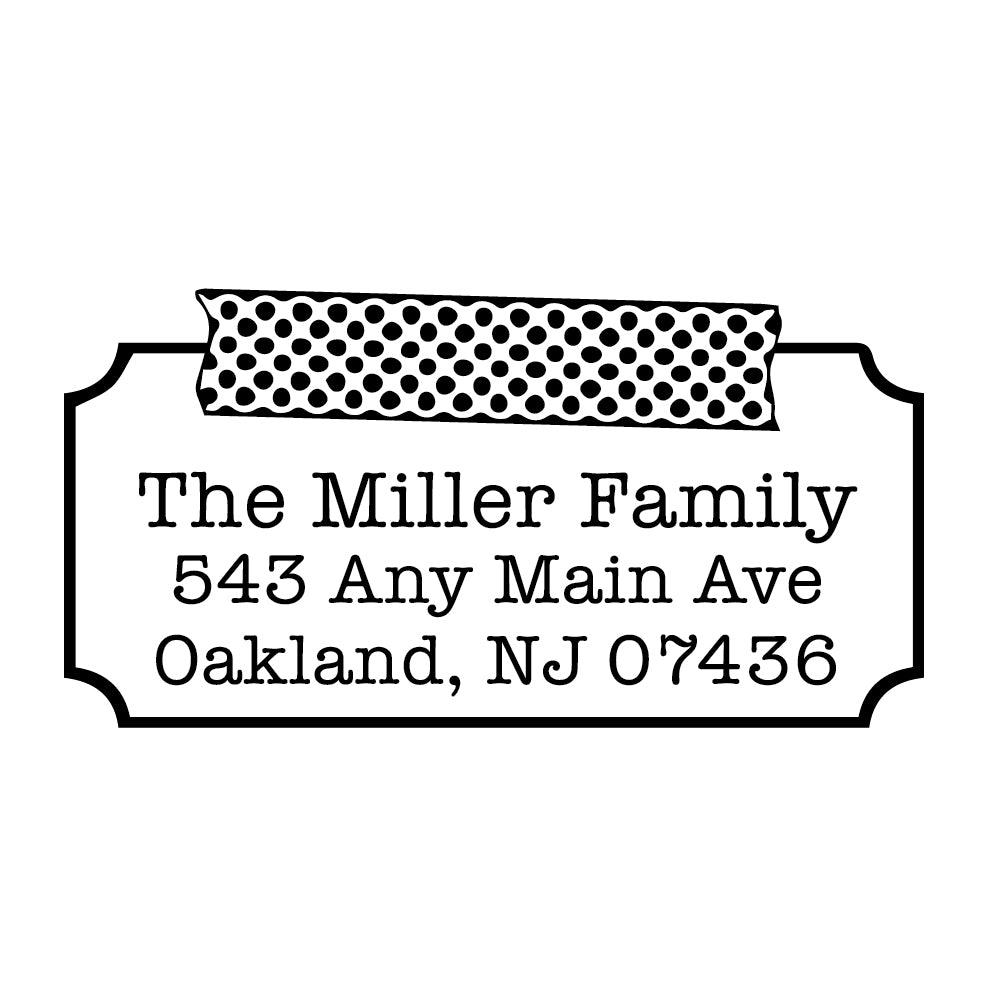 Polka Dot Tape Personalized Script Custom Return Address Rubber Sor Self Inking Stamp - Britt Lauren Stamps