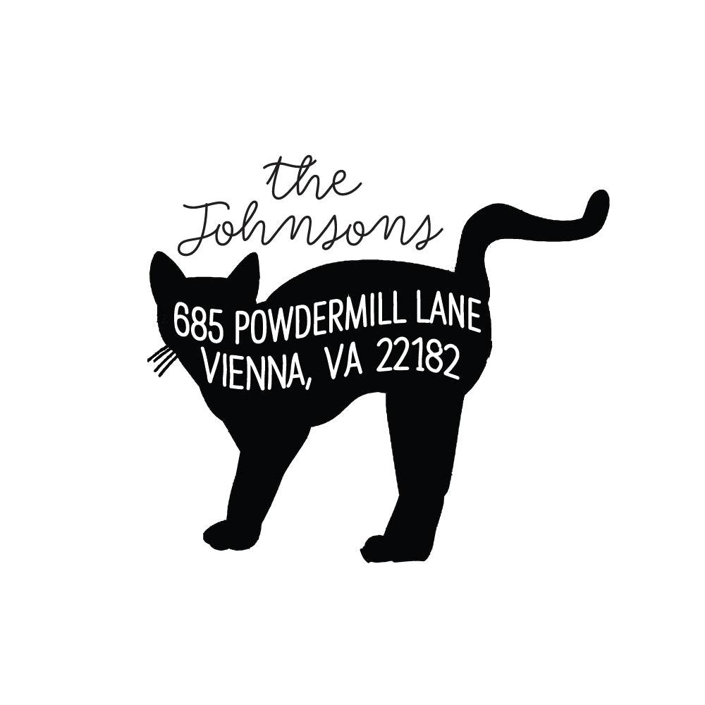 Halloween Black Cat Stamp | Retun Address Personalized Custom | Rubber or Self Inking Stamp