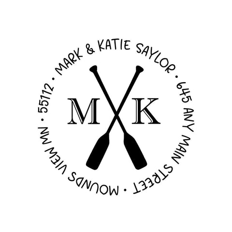 Canoe Paddle Address Personalized Custom Return Address Rubber Self Inking Stamp Lake Boat