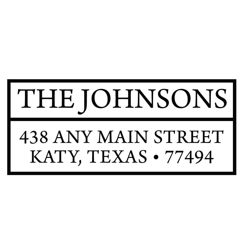 Border Personalized Modern Custom Return Address Rubber Self Inking Stamp - Britt Lauren Stamps