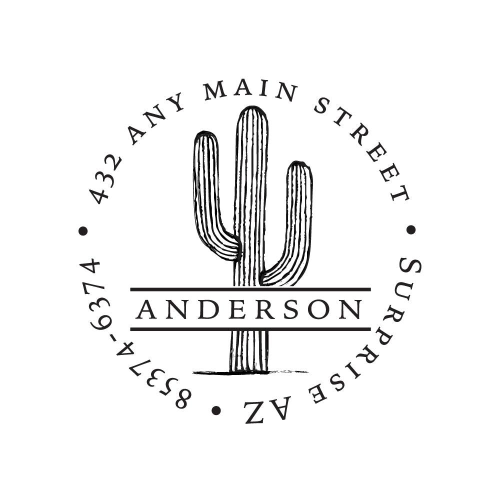 Cactus Address Stamp Personalized Custom Return Address Rubber Stamp or Self Inking Stamp