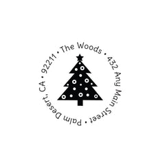 Christmas Tree Stamp | Retun Address Personalized Custom | Rubber or Self Inking Christmas Holiday Gift