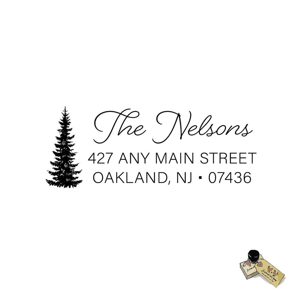 Rustic Tree Address Personalized Custom Rubber Stamp or Self Inking Stamp