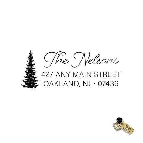 Rustic Tree Address Personalized Custom Rubber Stamp or Self Inking Stamp