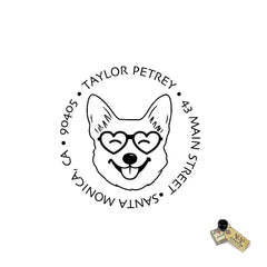 Corgi Dog Heart Glasses Stamp, Valentine's Day, Address Stamp, Custom Self-Inking Love Personalized Gift (Copy)