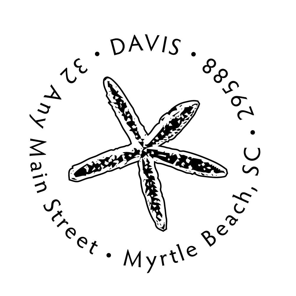 Starfish Dreams Address Personalized Custom Return Address Rubber Stamp or Self Inking Stamp Ocean Coastal Sea - Britt Lauren Stamps