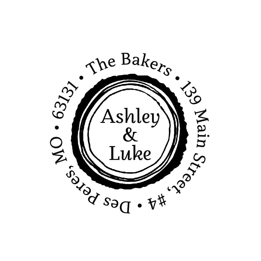 Tree Circle Round Stump Heart Address Personalized Custom Return Address Rubber Stamp or Self Inking Stamp Rustic - Britt Lauren Stamps