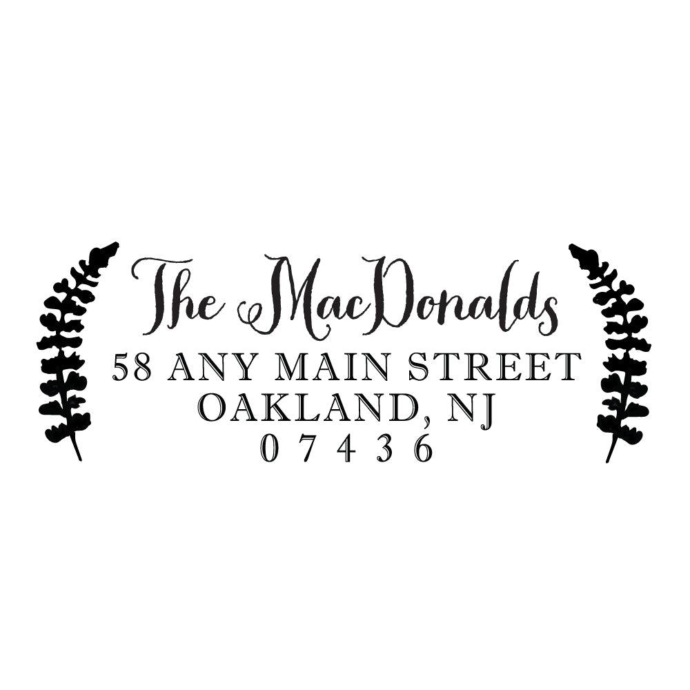 Wreath Address Personalized Custom Return Address Rubber or Self Inking Stamp - Britt Lauren Stamps