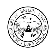 Adirondack Beach Chair Beach Firepit Address Stamp | Personalized Custom Return Address Rubber Stamp or Self Inking Stamp Ocean Coastal - Britt Lauren Stamps