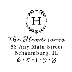 Circle Monogram Wreath Garden Address Personalized Custom Return Address Rubber Stamp or Self Inking Stamp Gift - Britt Lauren Stamps